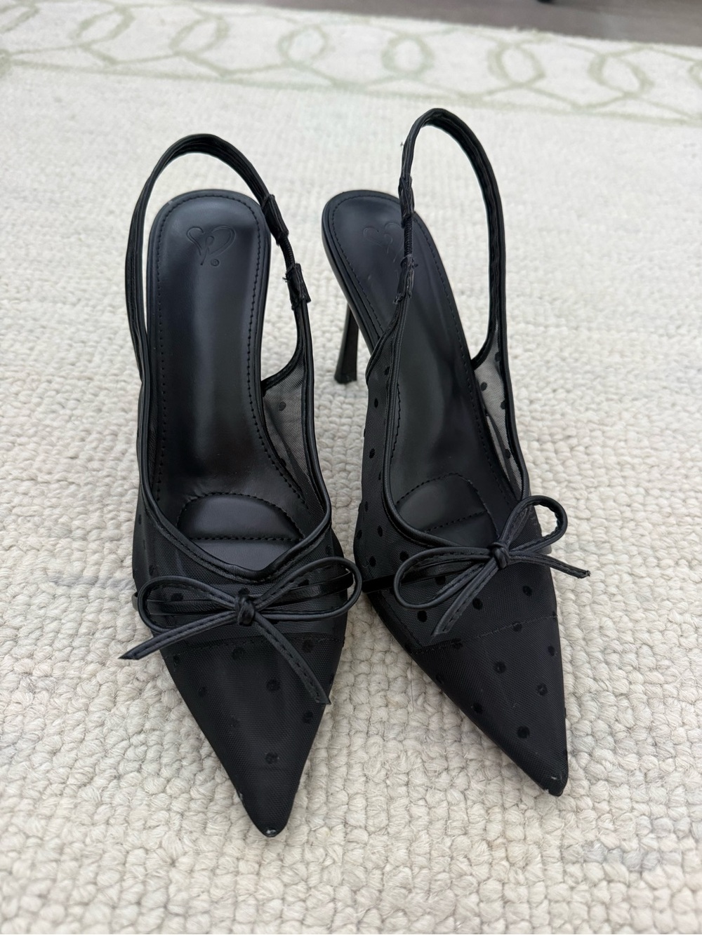 Windsor Black Pointed Slingback Heels with Bow